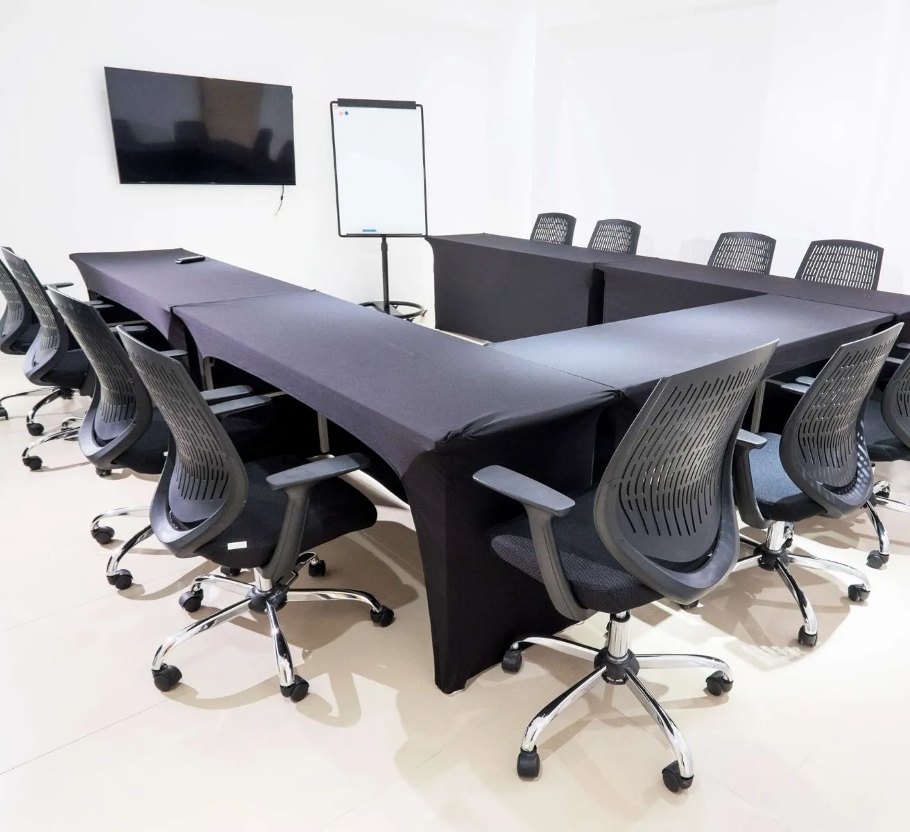 Room with black table and black chair